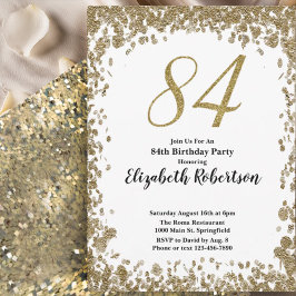 Elegant 84th Birthday Invitation For Her in Gold Einladung