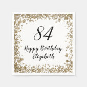 Elegant 84th Birthday Napkins With Gold Sequins Serviette (Vorderseite)