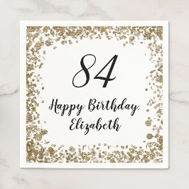 Elegant 84th Birthday Napkins With Gold Sequins Serviette