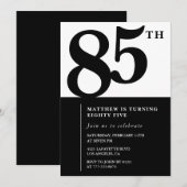 Elegant 85. Geburtstag Einladung Black Chic Modern (Vorne/Hinten)
