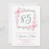 Elegant 85. Geburtstag Einladungen Floral Pink (Vorderseite)