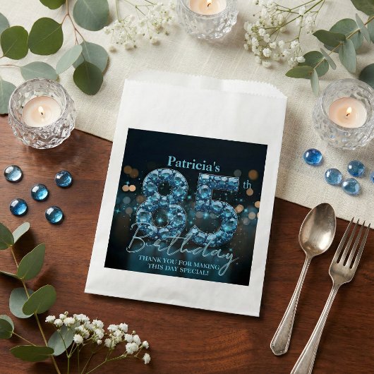 Elegant 85th Birthday Blue Diamonds & Glamour Geschenktütchen