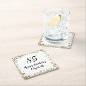 Elegant 85th Birthday Coasters With Gold Sequins Rechteckiger Pappuntersetzer (Vor Ort)
