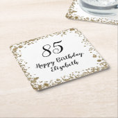 Elegant 85th Birthday Coasters With Gold Sequins Rechteckiger Pappuntersetzer (angewinkelt)