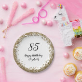 Elegant 85th Birthday Plates With Gold Sequins Pappteller (Party)