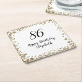 Elegant 86th Birthday Coasters With Gold Sequins Rechteckiger Pappuntersetzer (angewinkelt)