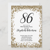 Elegant 86th Birthday Invitation For Her in Gold Einladung (Vorderseite)