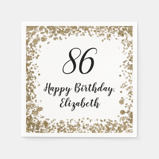 Elegant 86th Birthday Napkins With Gold Sequins Serviette (Vorderseite)