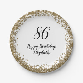 Elegant 86th Birthday Plates With Gold Sequins Pappteller