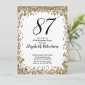 Elegant 87th Birthday Invitation For Her in Gold Einladung (Stehend Vorderseite)