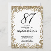 Elegant 87th Birthday Invitation For Her in Gold Einladung (Vorderseite)