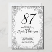 Elegant 87th Birthday Invitation For Her in Silver Einladung (Vorderseite)