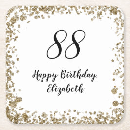 Elegant 88th Birthday Coasters With Gold Sequins Rechteckiger Pappuntersetzer