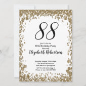 Elegant 88th Birthday Invitation For Her in Gold Einladung (Vorderseite)