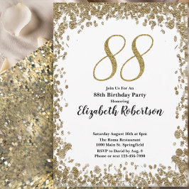 Elegant 88th Birthday Invitation For Her in Gold Einladung
