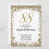 Elegant 88th Birthday Invitation For Her in Gold Einladung (Vorderseite)
