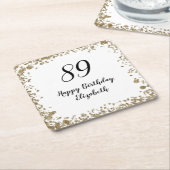 Elegant 89th Birthday Coasters With Gold Sequins Rechteckiger Pappuntersetzer (angewinkelt)