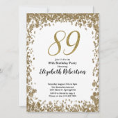 Elegant 89th Birthday Invitation For Her in Gold Einladung (Vorderseite)