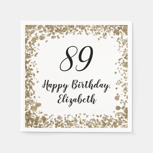 Elegant 89th Birthday Napkins With Gold Sequins Serviette (Vorderseite)