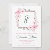 Elegant 8. Geburtstag Einladungen Floral Pink (Vorderseite)