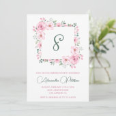 Elegant 8. Geburtstag Einladungen Floral Pink (Stehend Vorderseite)