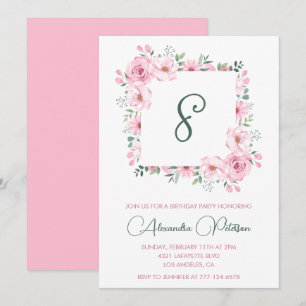 Elegant 8. Geburtstag Einladungen Floral Pink