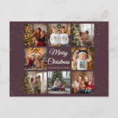 Elegant 8 Photo Christmas Card Feiertagspostkarte (Vorderseite)