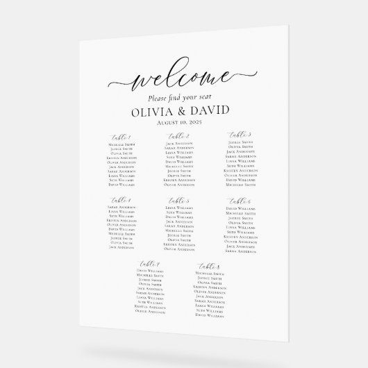Elegant 8 Tables Welcome Acrylic Seating Chart Acrylschild (Winkel)