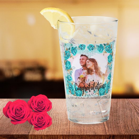 Elegant 8th Wedding Anniversary Photo Couple  Glas