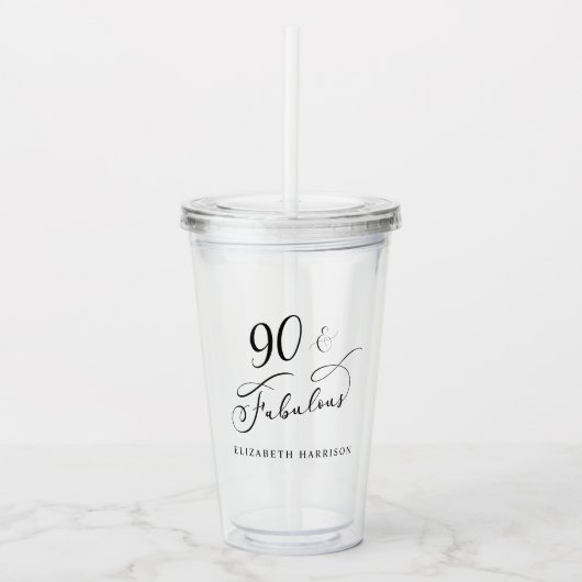 Elegant 90. Geburtstag Acryltrinkbecher (Vorderseite)