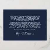 Elegant 90. Geburtstag Blue Foil Danke Karte (Rückseite)