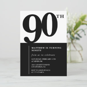 Elegant 90. Geburtstag Einladung Black Chic Modern