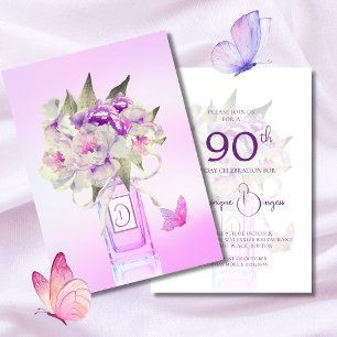 Elegant 90. Geburtstag Floral Bouquet Wasserfarbe Einladung