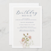 Elegant 90. Kalligraphie Wildblume Geburtstag Einladung (Vorne/Hinten)