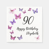 Elegant 90th Birthday Butterflies Custom Name Serviette (Vorderseite)