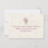 Elegant 90th Birthday for Her - Pink Flowers Dankeskarte (Rückseite)