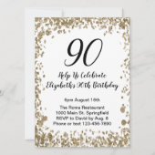 Elegant 90th Birthday Invitation Black and Gold  Einladung (Vorderseite)