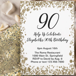 Elegant 90th Birthday Invitation Black and Gold  Einladung