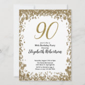 Elegant 90th Birthday Invitation For Her in Gold Einladung (Vorderseite)