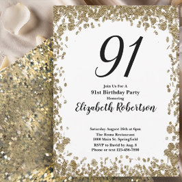 Elegant 91st Birthday Invitation For Her in Gold Einladung