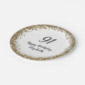 Elegant 91st Birthday Plates With Gold Sequins Pappteller (Schrägansicht)