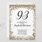 Elegant 93rd Birthday Invitation For Her in Gold Einladung (Vorderseite)