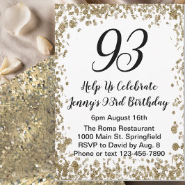 Elegant 93rd Birthday Invitation For Her in Gold Einladung