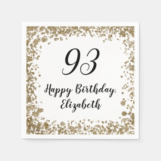 Elegant 93rd Birthday Napkins With Gold Sequins Serviette (Vorderseite)