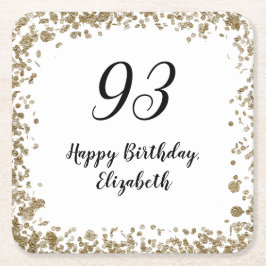 Elegant 93rd Birthday  With Gold Sequins Rechteckiger Pappuntersetzer