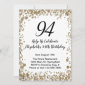 Elegant 94th Birthday Invitation Black and Gold  Einladung (Vorderseite)