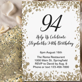Elegant 94th Birthday Invitation Black and Gold  Einladung
