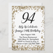 Elegant 94th Birthday Invitation For Her in Gold Einladung (Vorderseite)