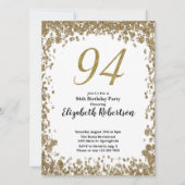 Elegant 94th Birthday Invitation For Her in Gold Einladung (Vorderseite)