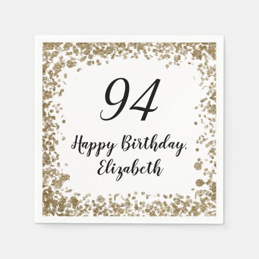 Elegant 94th Birthday Napkins With Gold Sequins Serviette (Vorderseite)